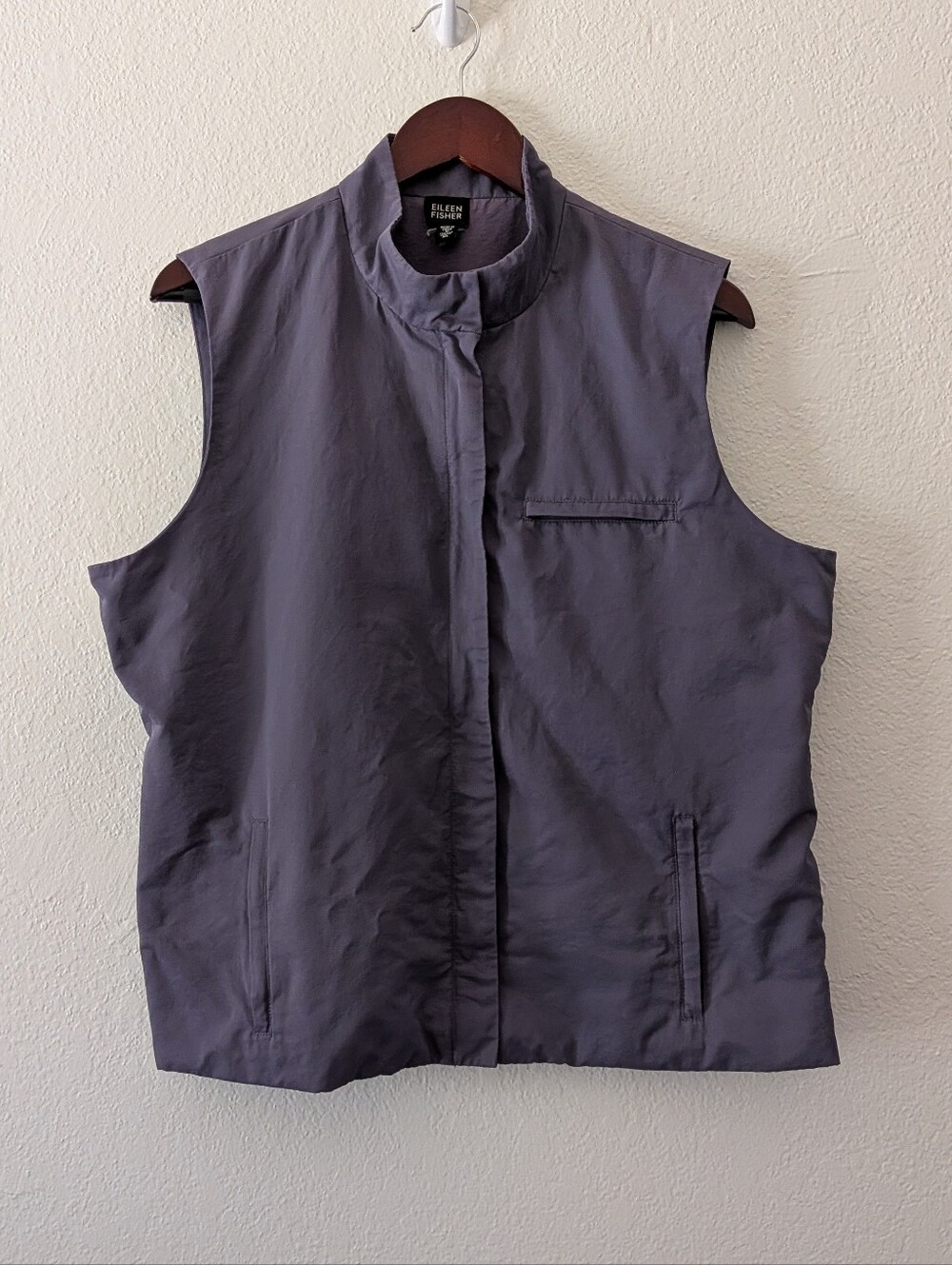 Eileen Fisher Lavender Athleisure Vest Sleeveless Jacket Full Zip Collar XL